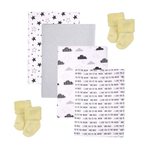 Baby Blossom Company Baby Neutral Cupcake Set Moon 2 socks 4 blankets