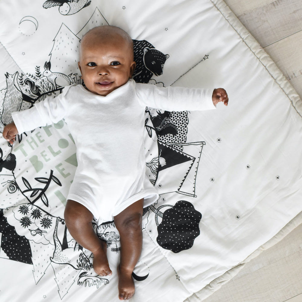 Soft Forest Playmat for babies, featuring vibrant woodland designs for safe and fun playtime.