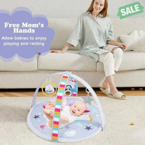 Baby Play Gym Mat 7-in-1 Tummy Time Activity Mat with 5 Detachable Toys-Multicolor Baby Gyms & Playmats