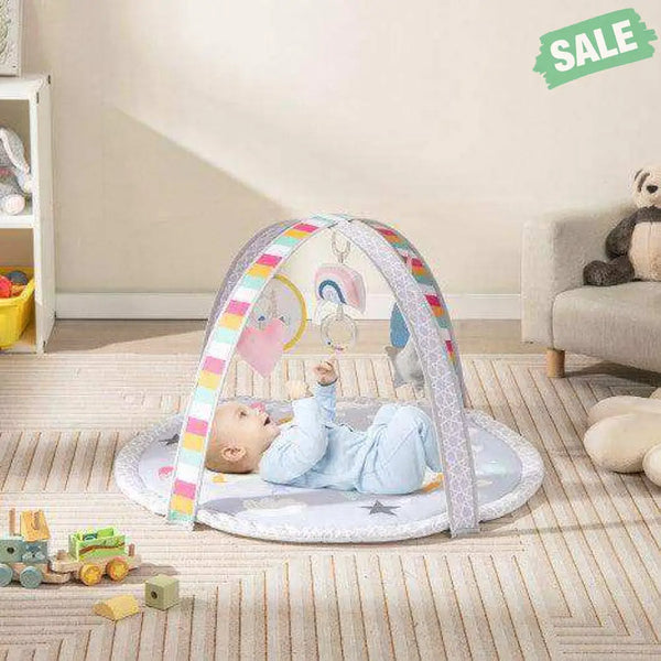 Baby Play Gym Mat 7-in-1 Tummy Time Activity Mat with 5 Detachable Toys-Multicolor Baby Gyms & Playmats