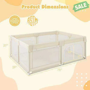 Baby Playpen Extra Large Kids Activity Center Safety Play-Blue Gray Baby Playpen & Playards