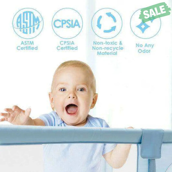 Baby Playpen Extra Large Kids Activity Center Safety Play-Blue Gray Baby Playpen & Playards