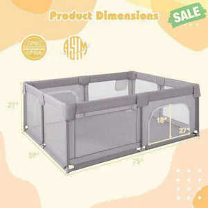 Baby Playpen Extra Large Kids Activity Center Safety Play-Blue Gray Baby Playpen & Playards