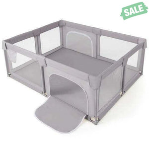 Baby Playpen Extra Large Kids Activity Center Safety Play-Blue Gray Baby Playpen & Playards