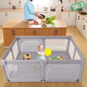 Baby Playpen Extra Large Kids Activity Center Safety Play-Blue Gray Baby Playpen & Playards