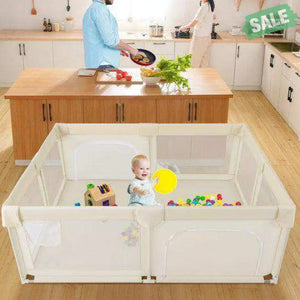 Baby Playpen Extra Large Kids Activity Center Safety Play-Blue Gray Baby Playpen & Playards