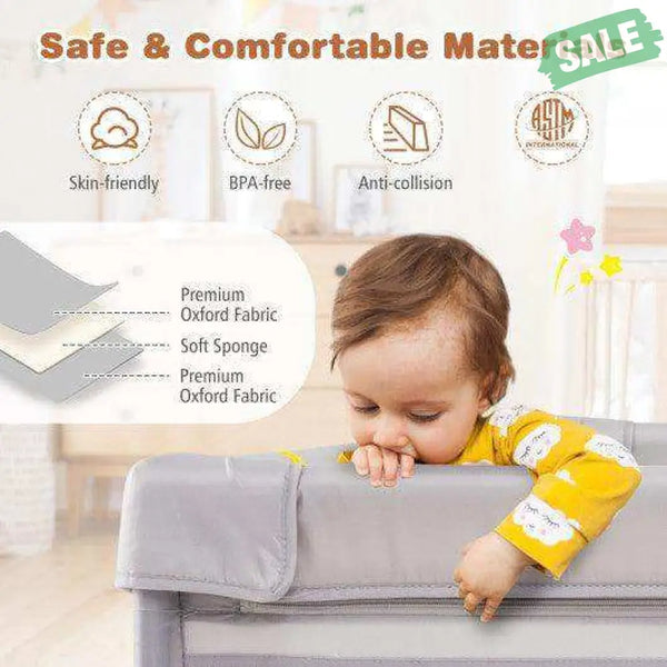 Baby Playpen with Mat and Breathable Mesh-Gray