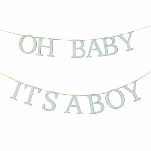 Baby Shower Banner Set – Light Blue & Gold Foil