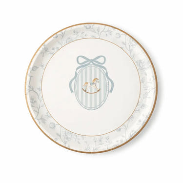 Baby Shower Toile Light Blue Salad Plate, 12pcs