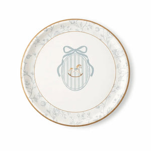Baby Shower Toile Light Blue Salad Plate, 12pcs