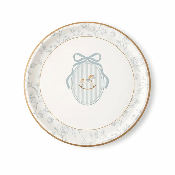 Baby Shower Toile Light Blue Salad Plate, 12pcs