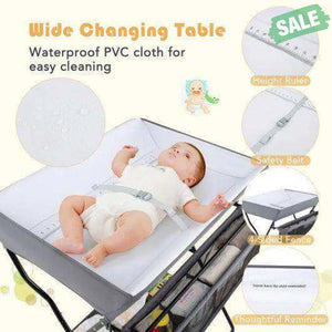 Baby Storage Folding Diaper Changing Table-Black Black Changing Tables