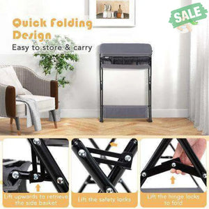Baby Storage Folding Diaper Changing Table-Black Black Changing Tables