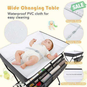 Baby Storage Folding Diaper Changing Table-Black Black Changing Tables