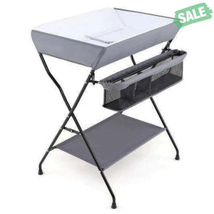 Baby Storage Folding Diaper Changing Table-Black Black Changing Tables