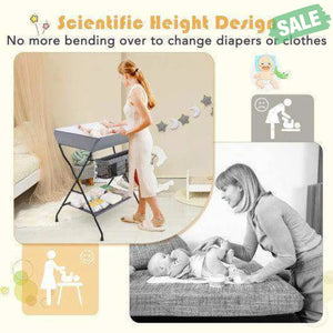Baby Storage Folding Diaper Changing Table-Black Black Changing Tables