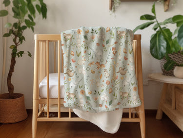 Vintage baby blanket featuring adorable baby animals, perfect for keeping your little one cozy and stylish.