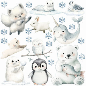 DesignByMaya Arctic Animal Friends Fabric Nursery Wall Decals 24 x 24