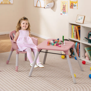 4-in-1 Baby Convertible Toddler Table Chair Set with PU Cushion
