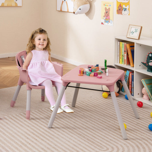 4-in-1 Baby Convertible Toddler Table Chair Set with PU Cushion