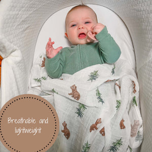 Cozy Bear Cub Baby Swaddle Blanket in soft fabric, perfect for keeping your little one snug and secure.