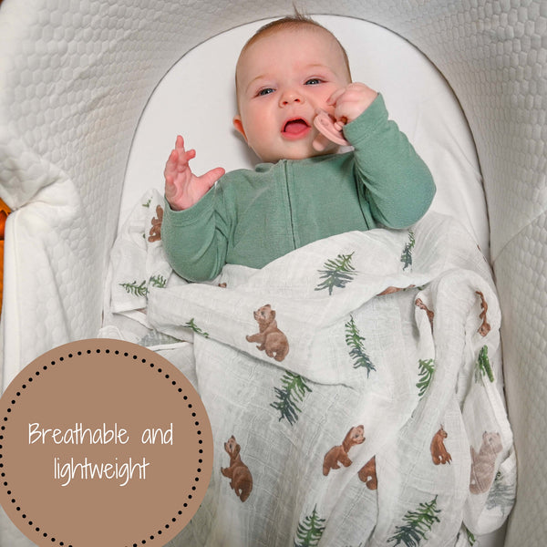 Cozy Bear Cub Baby Swaddle Blanket in soft fabric, perfect for keeping your little one snug and secure.