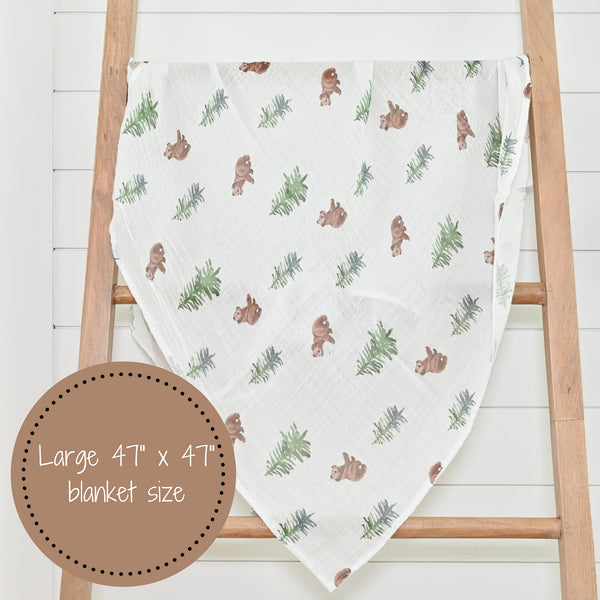 Cozy Bear Cub Baby Swaddle Blanket in soft fabric, perfect for keeping your little one snug and warm.