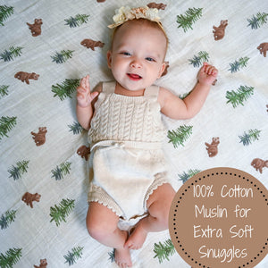 Cozy Bear Cub Baby Swaddle Blanket in soft fabric, perfect for wrapping your little one in comfort and warmth.