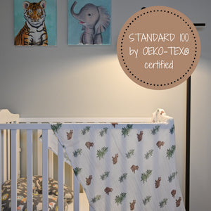 Cozy Bear Cub Baby Swaddle Blanket in soft fabric, perfect for keeping your little one snug and secure.