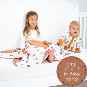 LollyBanks Muslin Baby Blanket, 100% Cotton Lightweight Baby Quilt, 47"x 47" and 6 Layers Newborn Blanket, (Cowboy Print)