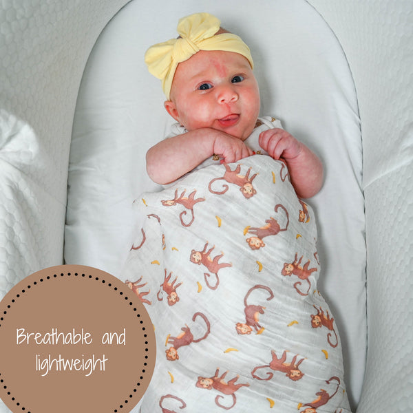 Monkey Around Baby Muslin Swaddle Blanket