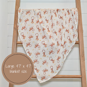 Monkey Around Baby Muslin Swaddle Blanket