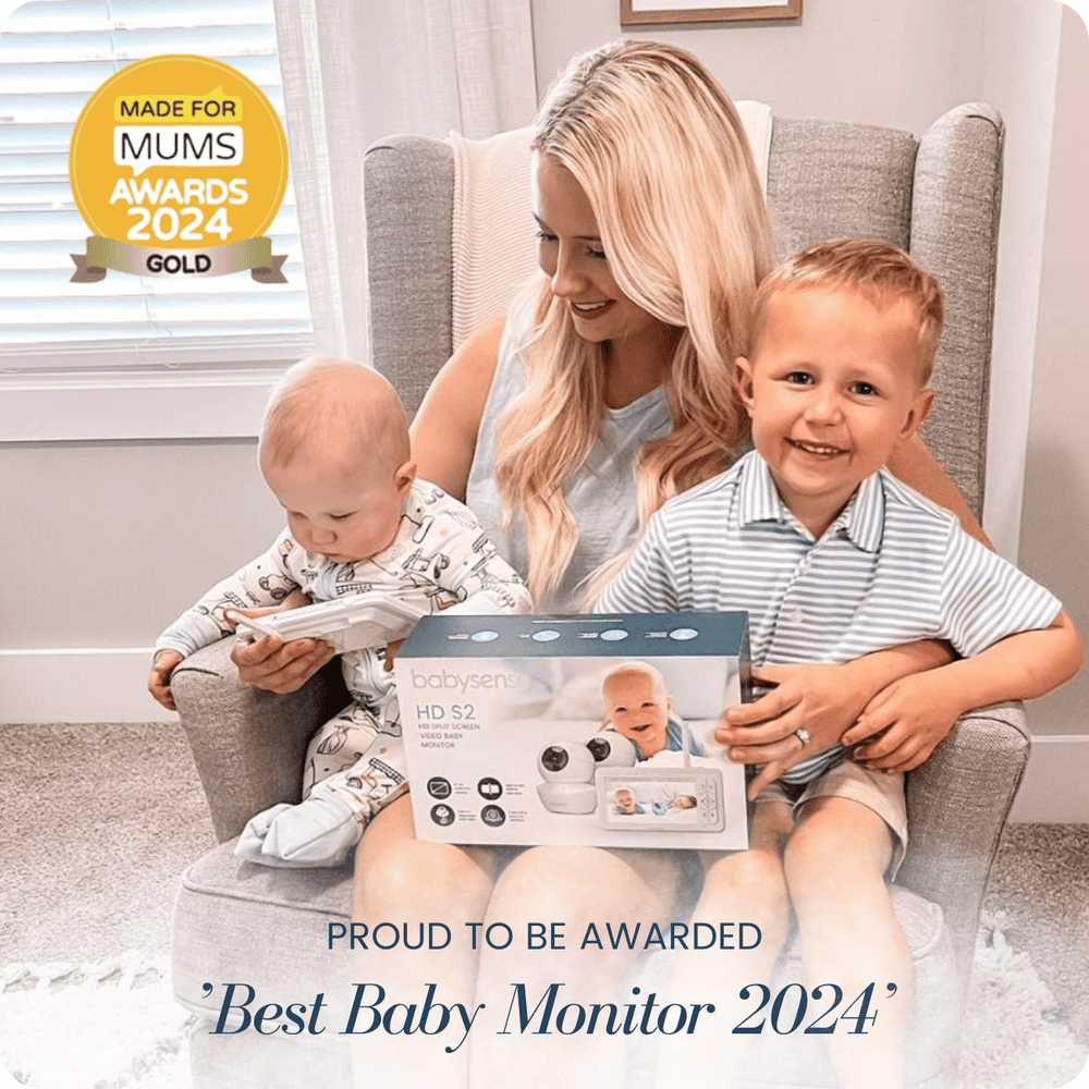 Babysense HD S2 Video Baby Monitor with 2 Cameras, Split Screen, Non-Wifi, and Night Light for infants.