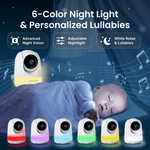 Babysense PRO | Non WiFi Video Baby Monitor with 2 Cameras, Split Screen, Night Light & Sound Machine