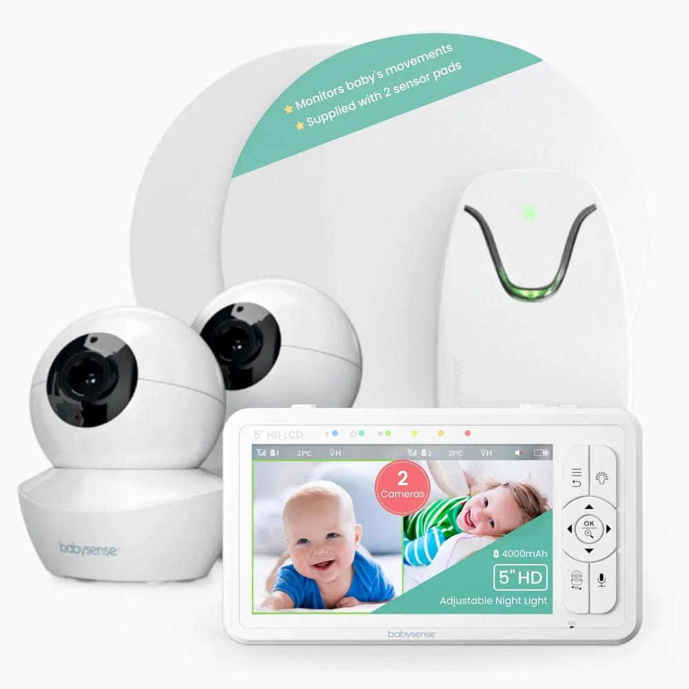Babysense True Sleep Video Baby Monitor with breathing detection and safety alerts, featuring 1 or 2 cameras.