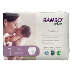 Bambo Nature Dream Eco-Friendly Baby Diapers, Size 1 - Soft, sustainable disposable diapers for your baby's comfort.