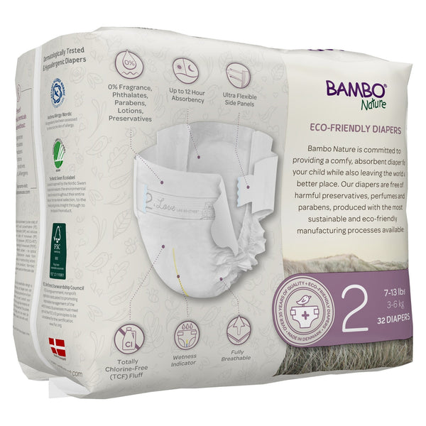 Bambo Nature Dream Eco-Friendly Baby Diapers Size 2, angle view showcasing soft, sustainable design for babies.