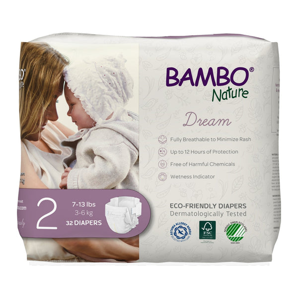 Bambo Nature Dream Eco-Friendly Baby Diapers Size 2 - Soft, sustainable disposable diapers for your little one.