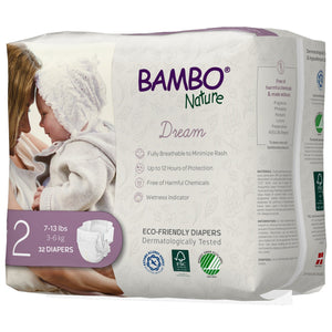 Bambo Nature Dream Eco-Friendly Baby Diapers Size 2, angle view showcasing sustainable design and softness.