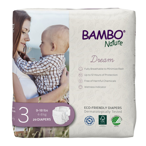 Bambo Nature Dream Eco-Friendly Baby Diapers, Size 3 - Soft, sustainable disposable diapers for your baby's comfort.