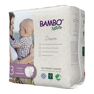 Bambo Nature Dream Eco-Friendly Baby Diapers Size 3, angle view showcasing sustainable design and soft materials.
