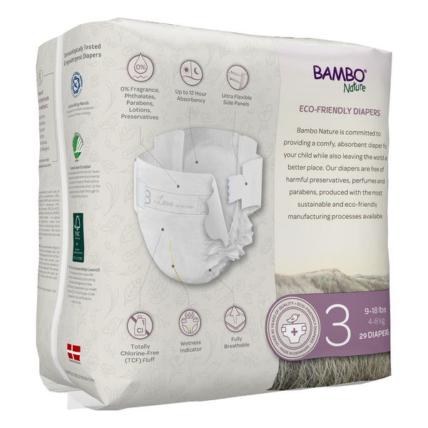 Eco-friendly Bambo Nature Dream Baby Diapers, Size 3, shown from angle 2, perfect for gentle care and comfort.