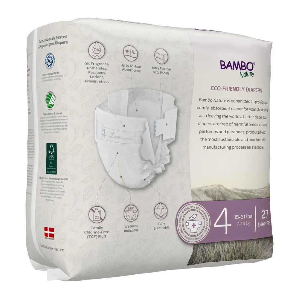 Bambo Nature Dream Eco-Friendly Baby Diapers, Size 4 - Soft, sustainable disposable diapers for your baby's comfort.