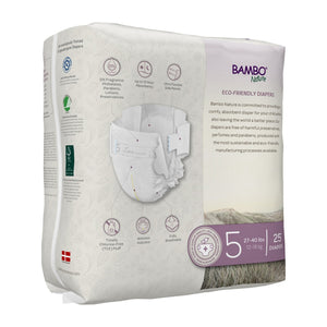 Bambo Nature Dream Eco-Friendly Baby Diapers Size 5, angle view showcasing soft, sustainable design for babies.