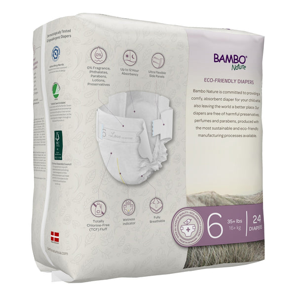 Bambo Nature Dream Eco-Friendly Baby Diapers Size 6, angle view showcasing soft, sustainable design for babies.