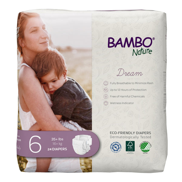 Bambo Nature Dream Eco-Friendly Baby Diapers, Size 6 - Soft, sustainable disposable diapers for your baby's comfort.