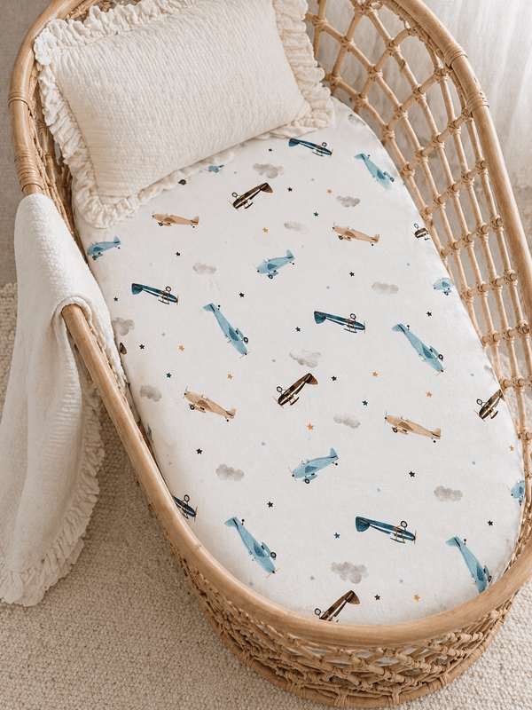 Bamboo Changing Pad Cover - Vintage Airplane