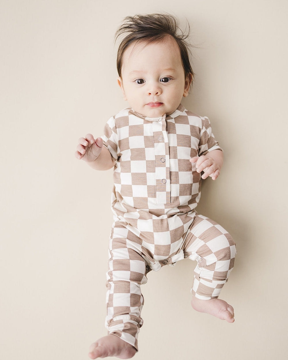 Bamboo Checkered Jumpsuit | Latte