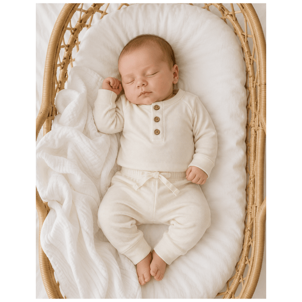 Bamboo Long Sleeve Shirt - Cream Ribbed