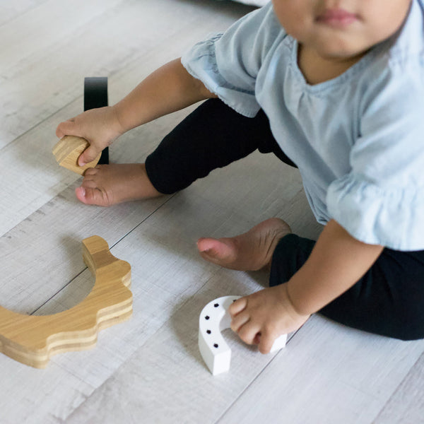 Bamboo Nesting Hedgehog wooden toy for babies, showcasing a playful design from angle 6.
